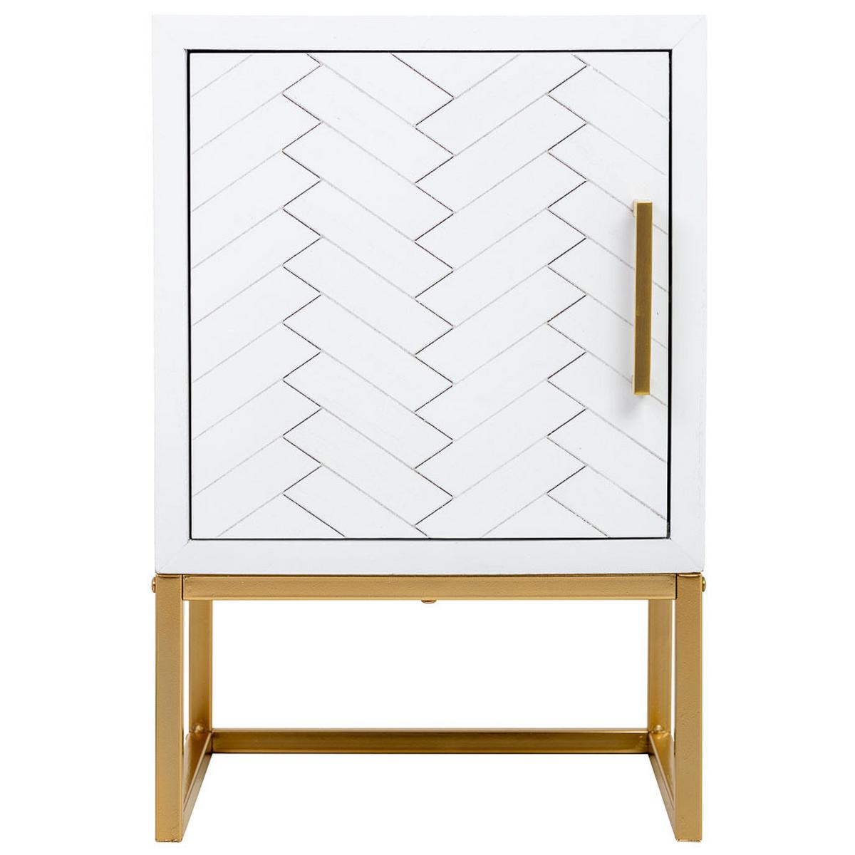 NACHTTISCH aus Metall und Holz, 40x35x61cm - Weiß, Holz (40/61/35cm) - Wanderlust