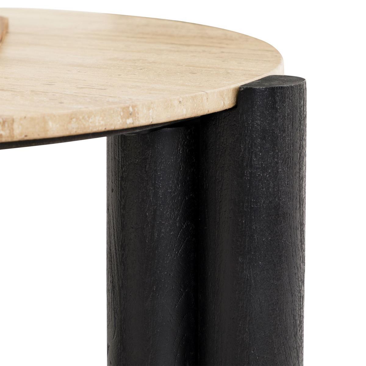 COUCHTISCH TAPTI beige/schwarz - Beige/Schwarz, Holz/Naturmaterialen (80/80/35cm) - IDIMEX