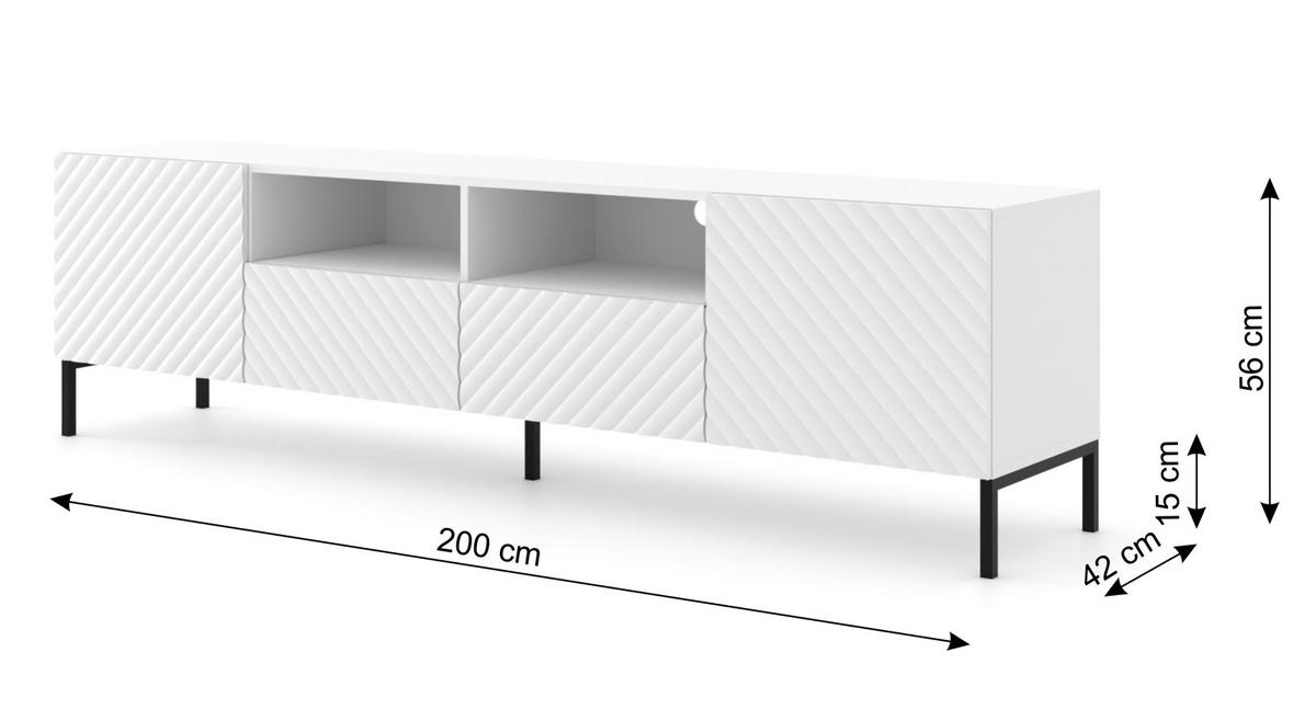 TV LOWBOARD Weiß, Schwarz 200/56/42 - Schwarz/Weiß, Holzwerkstoff (200/56/42cm) - RAUMHIRSCH FURNITURE