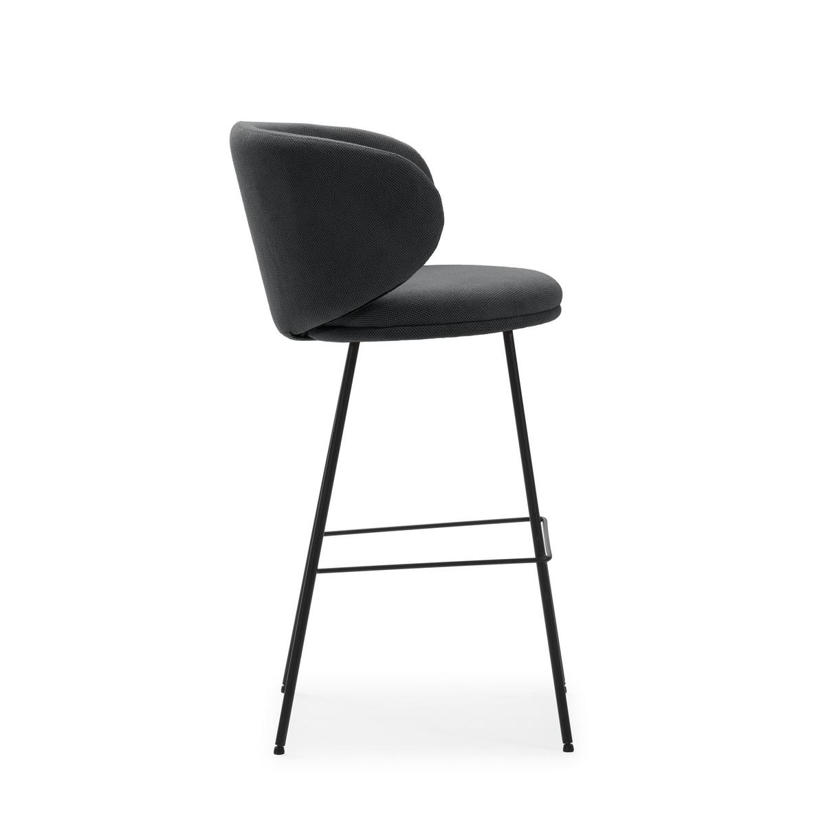 BARHOCKER (Set aus 2) aus Stoff mit schwarzen Metallbeinen - rush 56/53/65 cm - Grau, Textil (53/65/56cm) - Drawer