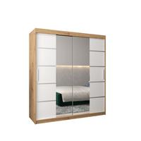 SCHWEBETÜRENSCHRANK 200/180/62 2-türig - Silberfarben/Weiß, Holz/Kunststoff (180/200/62cm) - MÖBEL KRYSPOL