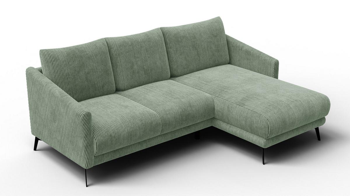 ECKSOFA VILT 3-Sitzer, mint - Schwarz/Mintgrün, Holzwerkstoff/Textil (221/156cm) - Wozimo