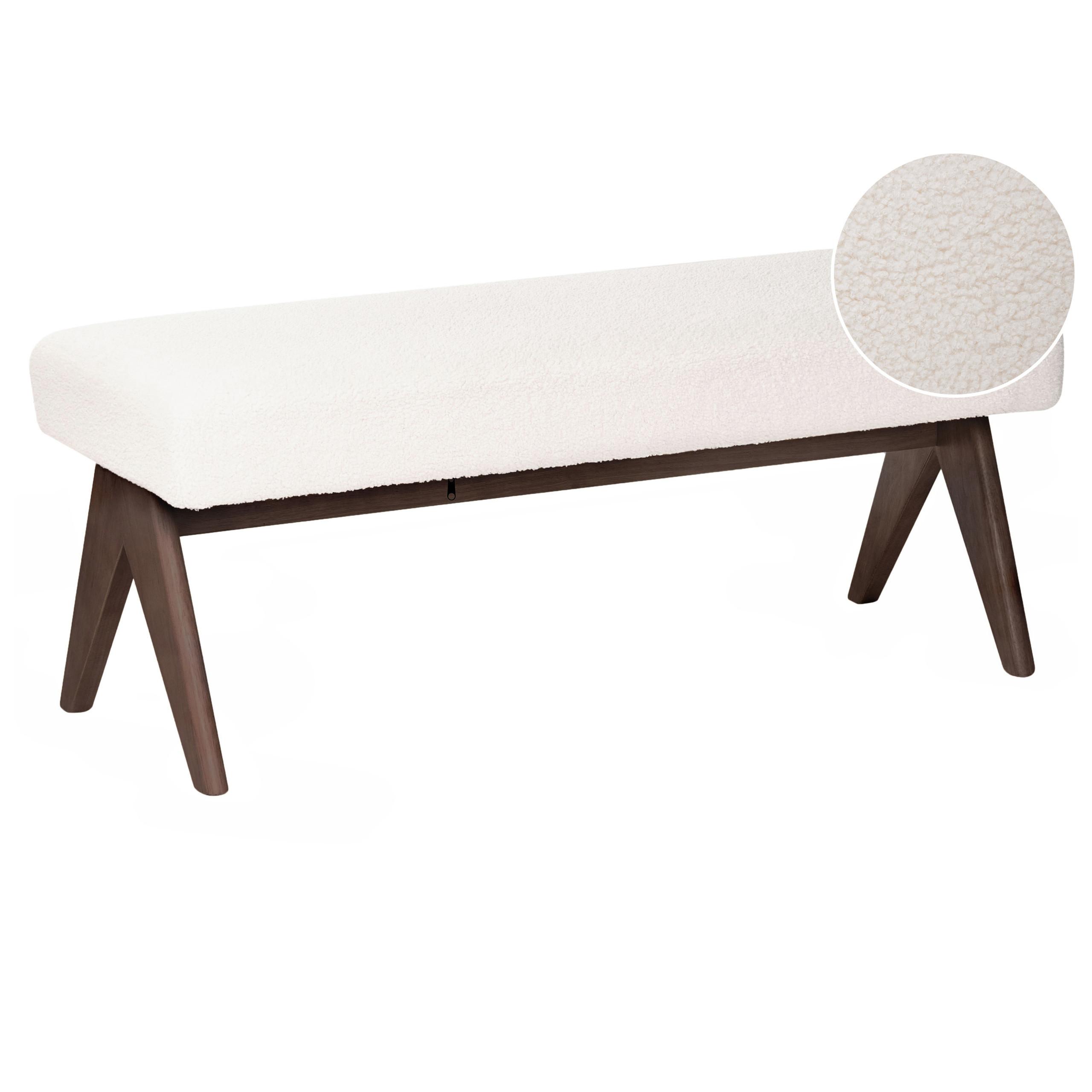 POLSTERBANK Bouclé Cremeweiß/Dunkelbraun Tamre - Creme, Textil (118/48/46cm) - Beliani