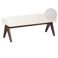 POLSTERBANK Bouclé Cremeweiß/Dunkelbraun Tamre - Creme, Textil (118/48/46cm) - Beliani