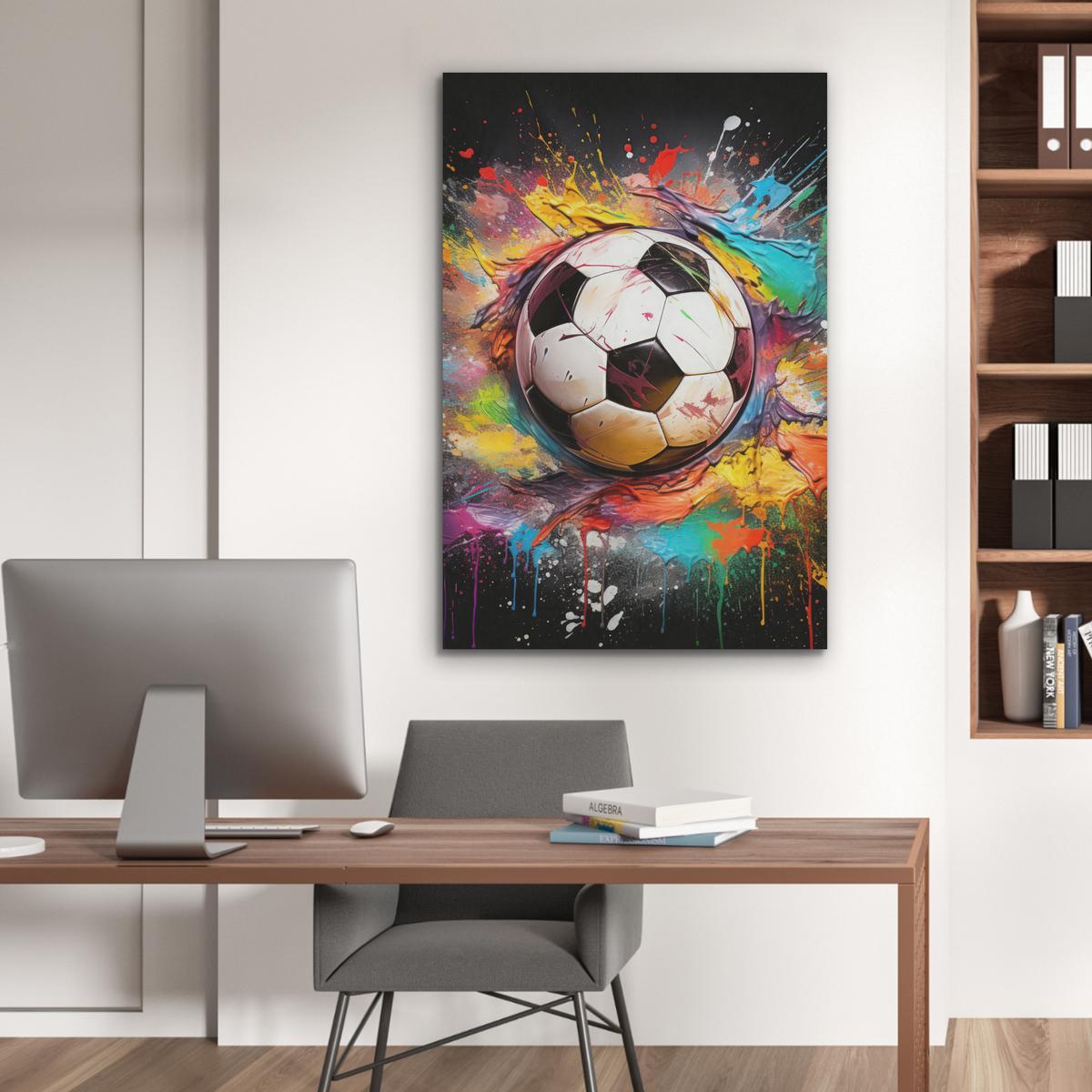 AKUSTIKBILD Fußball - Farbe - Farben - Schwarz - Weiß Wanddeko 60x90 cm - Weiß, Kunststoff (60/90/0.9cm) - MuchoWow