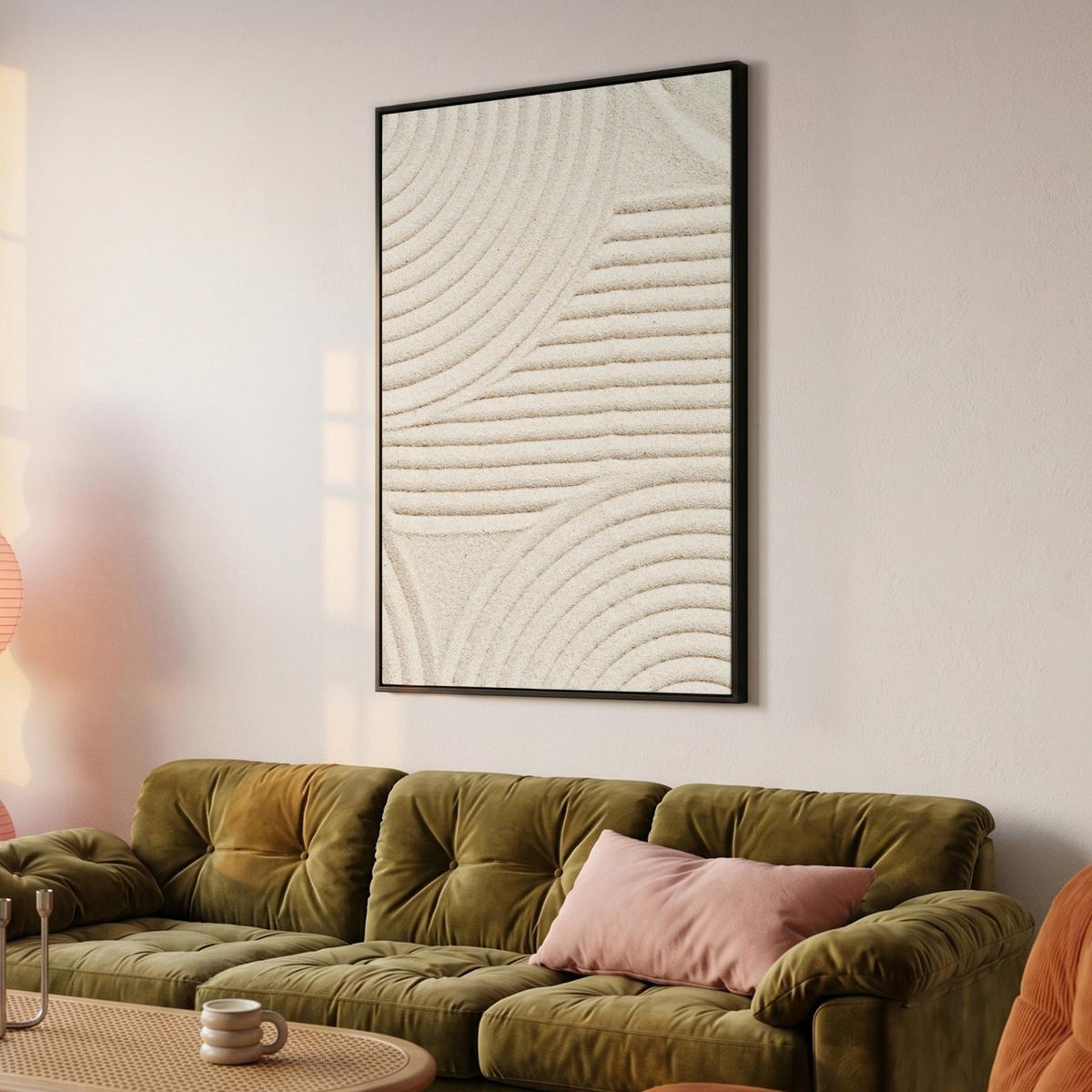 LEINWAND Bilder mit Rahmen - Muster - Abstrakt - Weiß - 80x120 - Beige, Textil (80/120cm) - MuchoWow