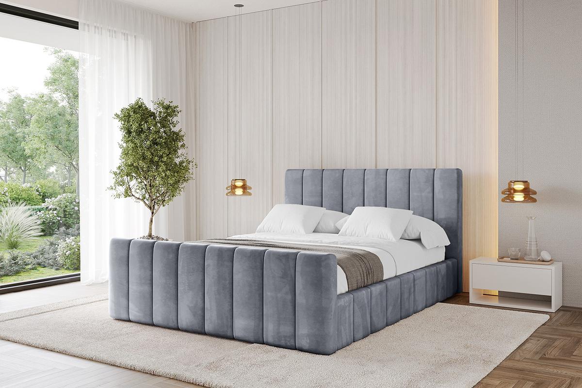 POLSTERBETT mit Bettkasten, Fußteil und Lattenrost, Boxbett ohne Matratze - FINO-Z 180x200 Grau - Grau, Holzwerkstoff/Textil (180/200cm) - ALTDECOR