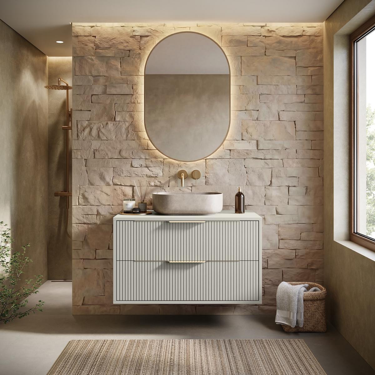 WASCHBECKENUNTERSCHRANK Rimini 2 Schubladen Cashmere - 80 x 46 x 46 cm - Kaschmir, Holz (80/46/46cm) - Badplaats
