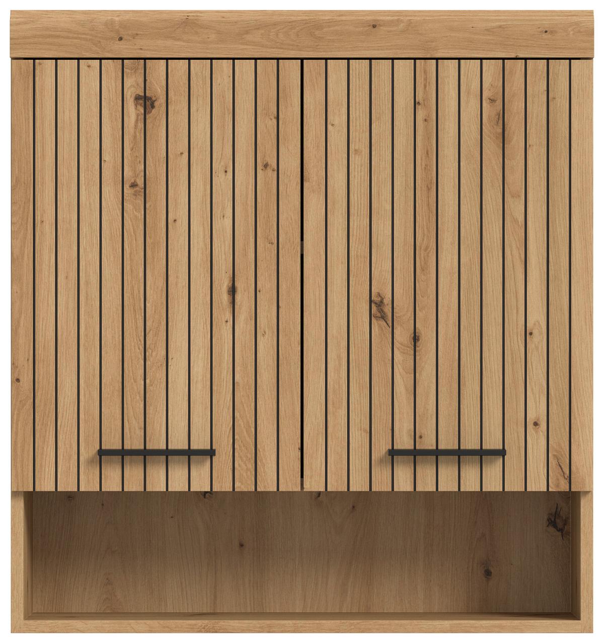 HÄNGESCHRANK Eiche Artisan 74 x 79 cm, Badschrank hängend 2-türig - Schwarz/Eiche Artisan, Holzwerkstoff/Kunststoff (74/79/24cm) - Inn.Furn