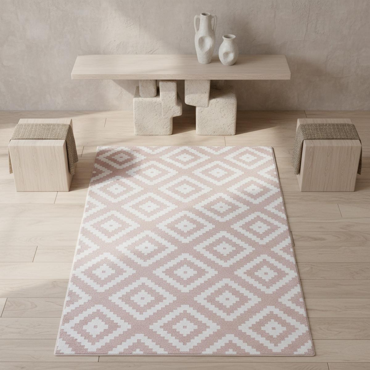 TEPPICH Kurzflor INN in Rosa, geometrisch, 120 x 170 cm - Rosa, Textil (170/120cm) - KADIMA DESIGN
