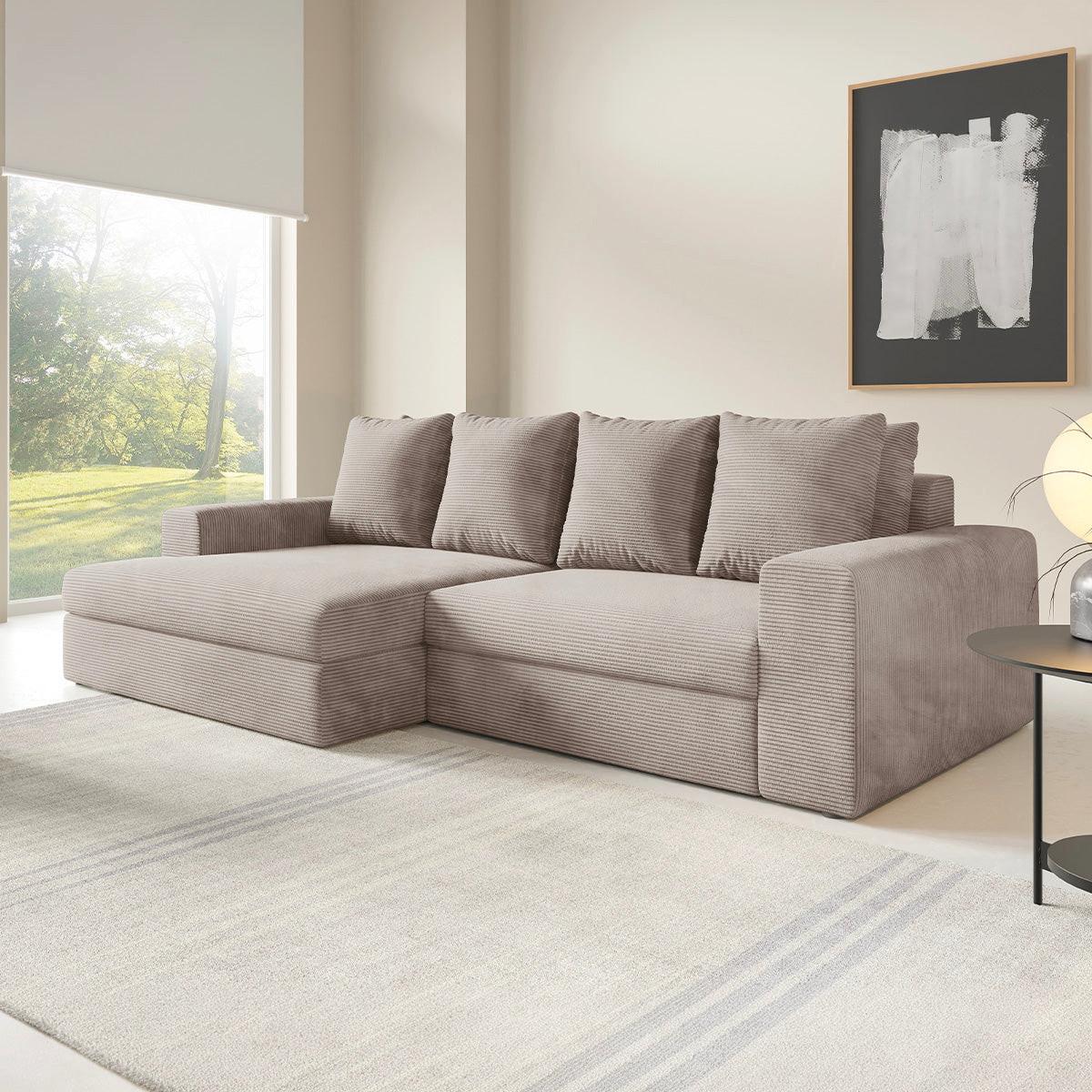 ECKSOFA Paola 3 Sitzplätze Taupe - Taupe, Holz (272/167cm) - Petits-meubles