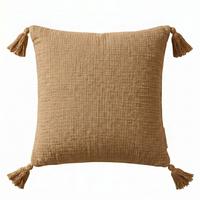 DEKOKISSEN Musselin mokka mit Quasten, 45/45 cm - Mokka, Textil (45/45cm) - Homescapes