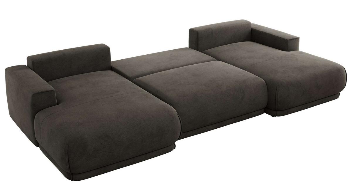 WOHNLANDSCHAFT RINA U Dunkelgrau Velvet - Dunkelgrau/Schwarz, Kunststoff/Textil (360/85/170cm) - MKS