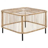 GARTEN-BEISTELLTISCH Rattan natürlich quadratisch 67/67 cm Cesenatico - Schwarz/Naturfarben, Naturmaterialien (67/67/45cm) - Beliani