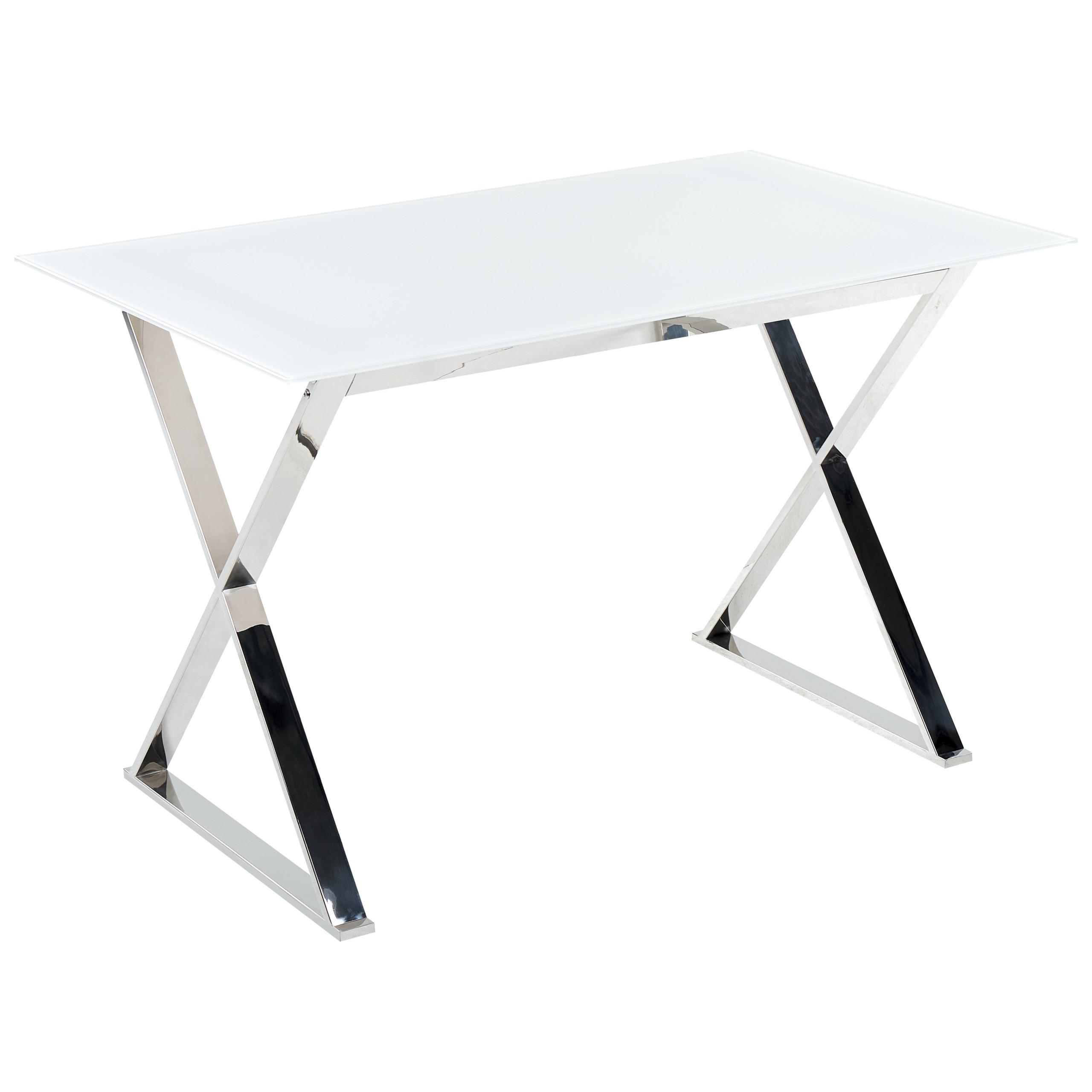 ESSTISCH 120/70/75 cm Weiß, Silberfarben Rechteckig Attica - Weiß, Glas (120/70/75cm) - Beliani