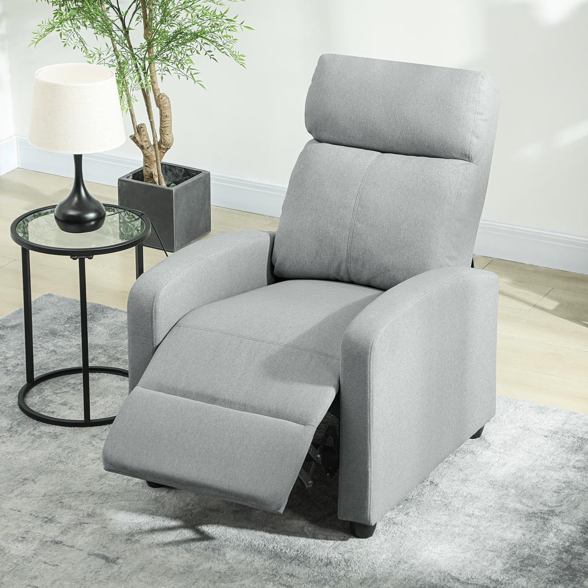 RELAXSESSEL Polyester Stahl Hellgrau - Hellgrau, Textil/Metall (88/101/69cm) - HOMCOM