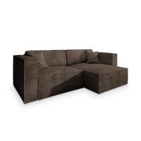ECKSOFA NERIO P Braun Kordstoff mit Schlaffunktion - Braun/Grau, Holz/Kunststoff (245/148cm) - MASSENO