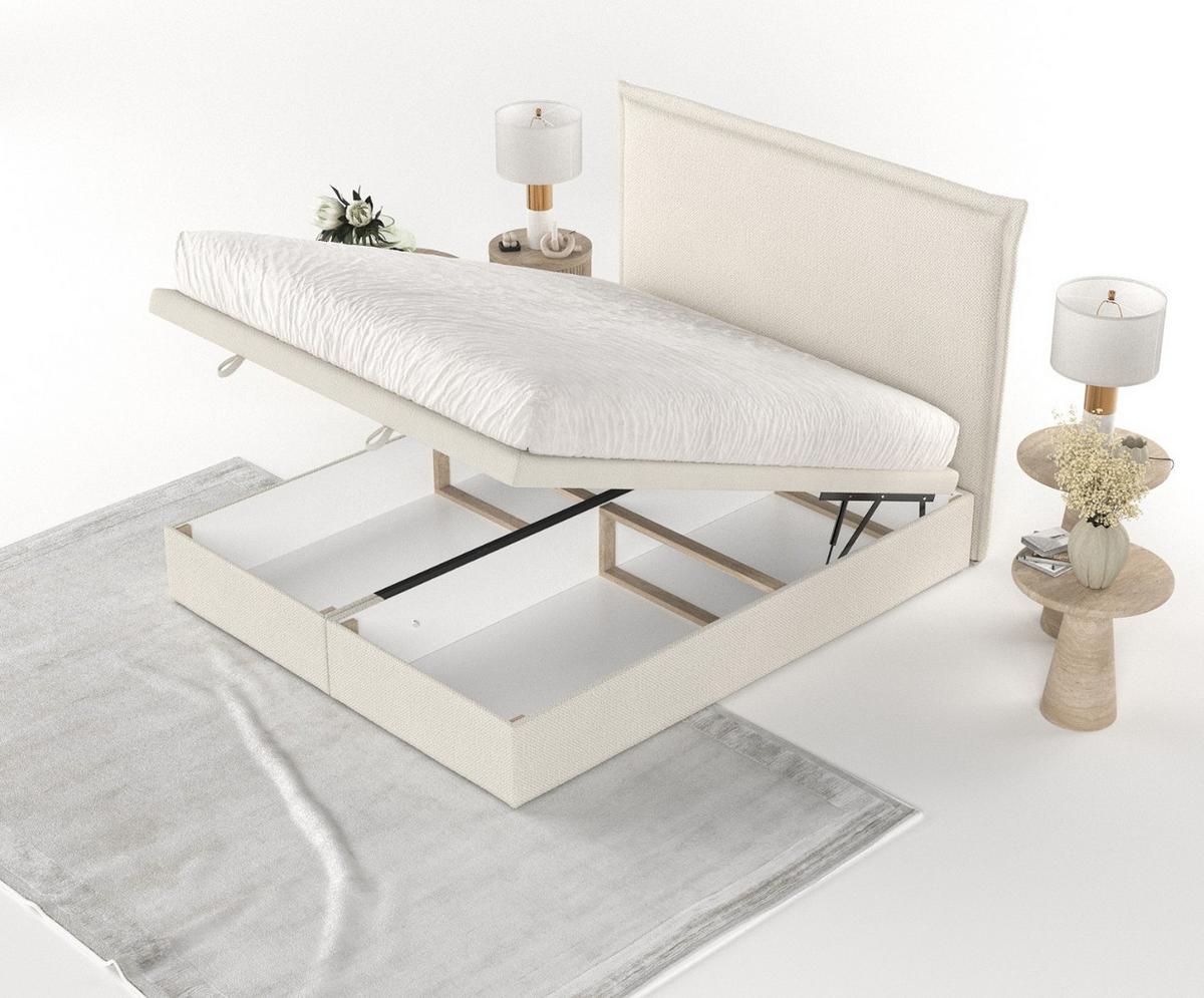 POLSTERBETT Eliot mit Stauraum 140/200 cm Hellbeige im Alta Stoff - Sandfarben/Schwarz, Holz/Holzwerkstoff (140/200cm) - AltaBeds