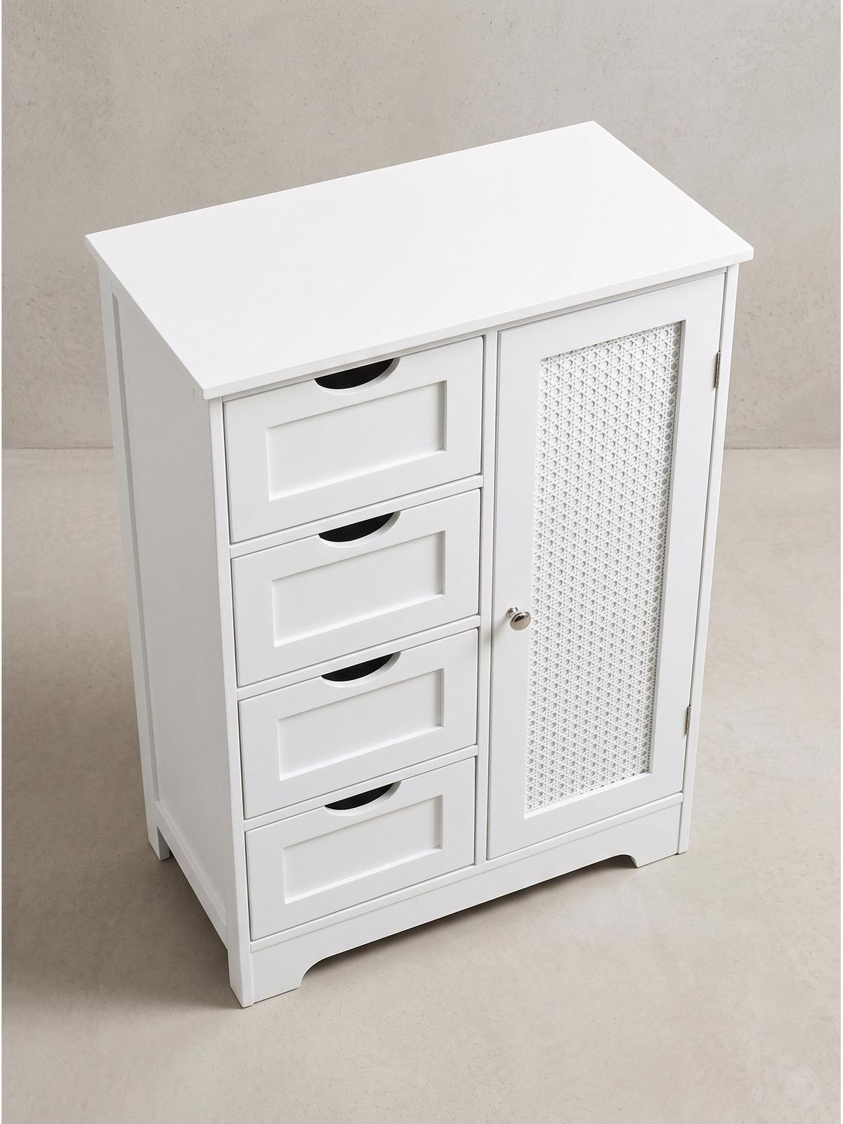 BADSCHRANK ADOUR, MDF, mit Stauraum, Weiß, 55 x 30 x 80 cm - Weiß, Holzwerkstoff/Metall (55/80/30cm) - KADIMA DESIGN