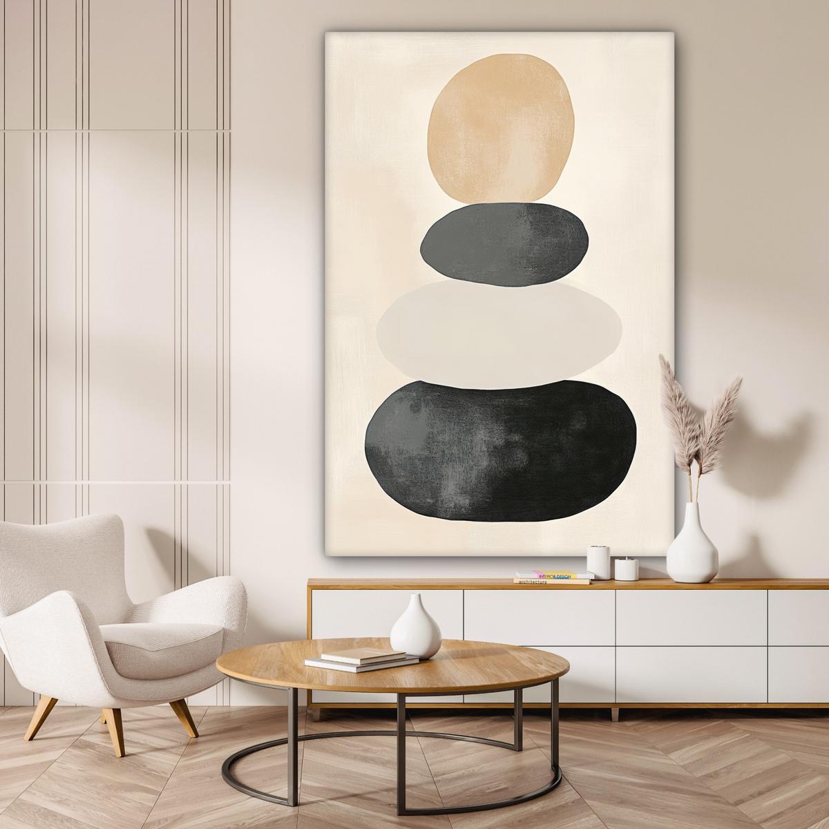 LEINWANDBILD Japandi - Wabi sabi - Beige Deko Groß 90x140 cm - Taupe, Textil (90/140cm) - MuchoWow