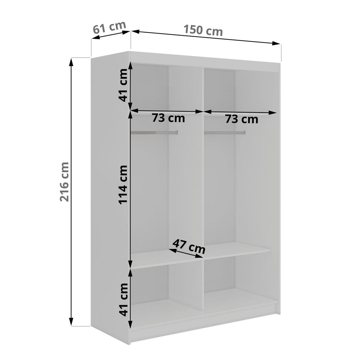 SCHWEBETÜRENSCHRANK mit Lamellen NAURU - 150 - Weiß und Eiche Artisan - Alufarben/Weiß, Holzwerkstoff/Metall (150/216/61cm) - MKS