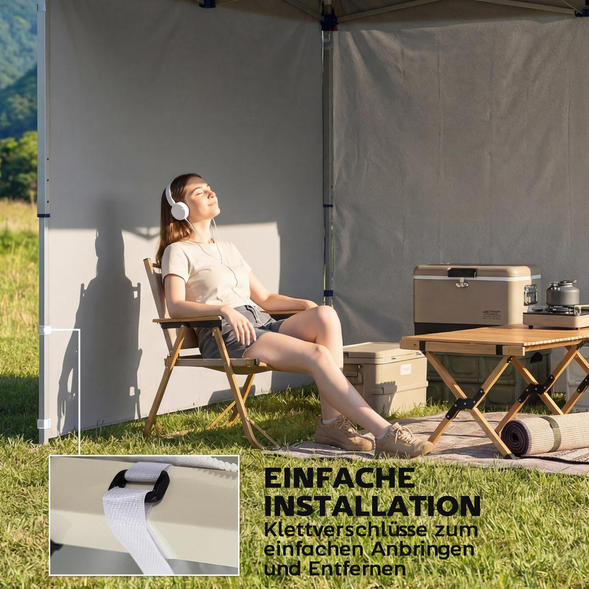 SEITENTEILE-FÜR-PAVILLON 3er Set Oxford-Gewebe Blau - Dunkelblau, Textil (200/1/300cm) - Outsunny