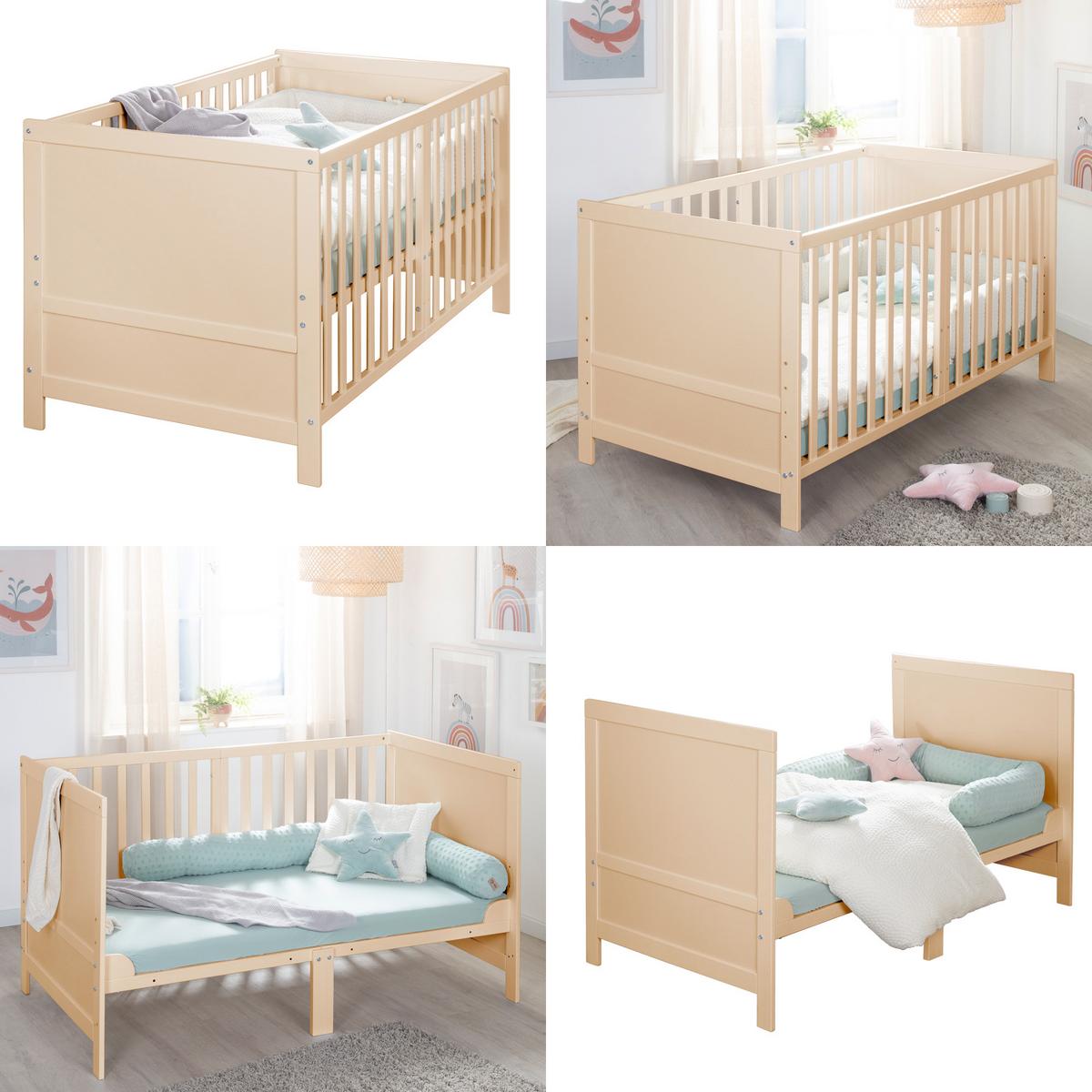 BABYBETT mit Matratze Easy Sleep 70 x 140 cm - Naturfarben, Holzwerkstoff/Textil (70/140cm) - Roba