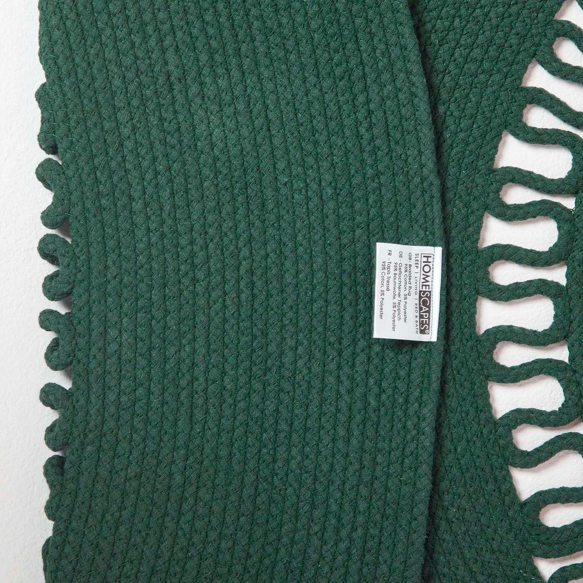 TEPPICH geflochten rund mit Häkel-Muster 120 cm - Dunkelgrün, Textil (120/120cm) - Homescapes
