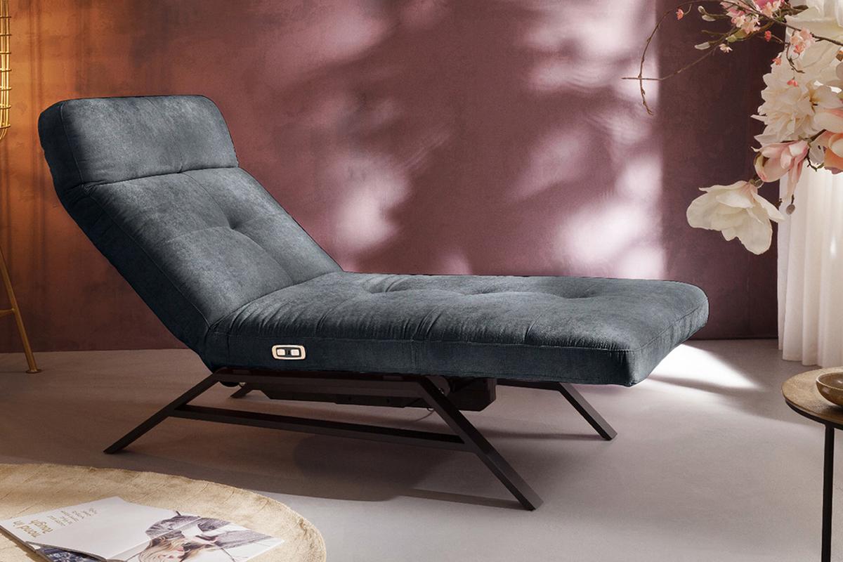 LIEGE MIT MOTORISCHER RELAXFUNKTION AMERIVA Schwarz Velvet Relaxfunktion - Schwarz, Textil (80/110/158cm) - KAWOLA