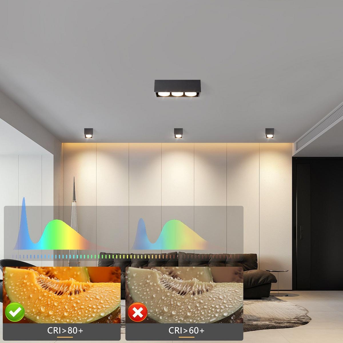 LED-DECKENLEUCHTE Harmonie 3-flammig 30/10/8 cm - Schwarz, Metall (30/10/8cm) - Nettlife