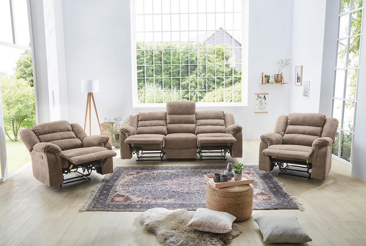 RELAX-FERNSEHSESSEL Federkern, Liegefunktion verstellbar durch halbautomatische Relaxfunktion B95/T93/H103 cm, Mikrofaser Vintage Graubraun / 15132 - Graubraun/Schwarz, Textil (95/103/93cm) - luma-home