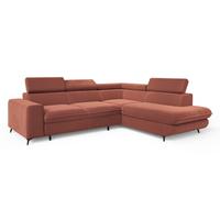 ECKSOFA VELISS Koralle Veloursstoff mit Schlaffunktion - Koralle, Holz (255/193cm) - MASSENO