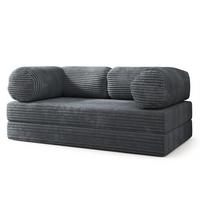 BETTSOFA ALVIO aus Schaumstoff Kordstoff Grau Schlaffunktion - Dunkelgrau, Textil (170/68/80cm) - MASSENO