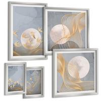 BILDER SET 5er Set - 50x50 cm & 20x30 cm & 40x60 cm Silberner Rahmen - Weiße Pferde - Silberfarben, Kunststoff (40/60cm) - TULUP