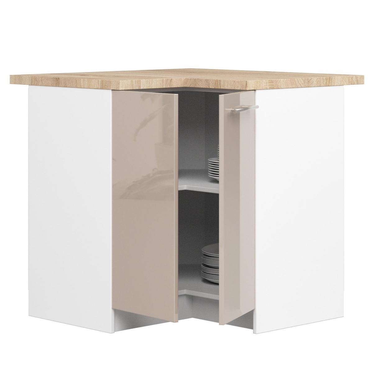 UNTERSCHRANK Weiß, Cappuccino Glanz 85/90/46 - Weiß, Holzwerkstoff (90/85/46cm) - RAUMHIRSCH FURNITURE