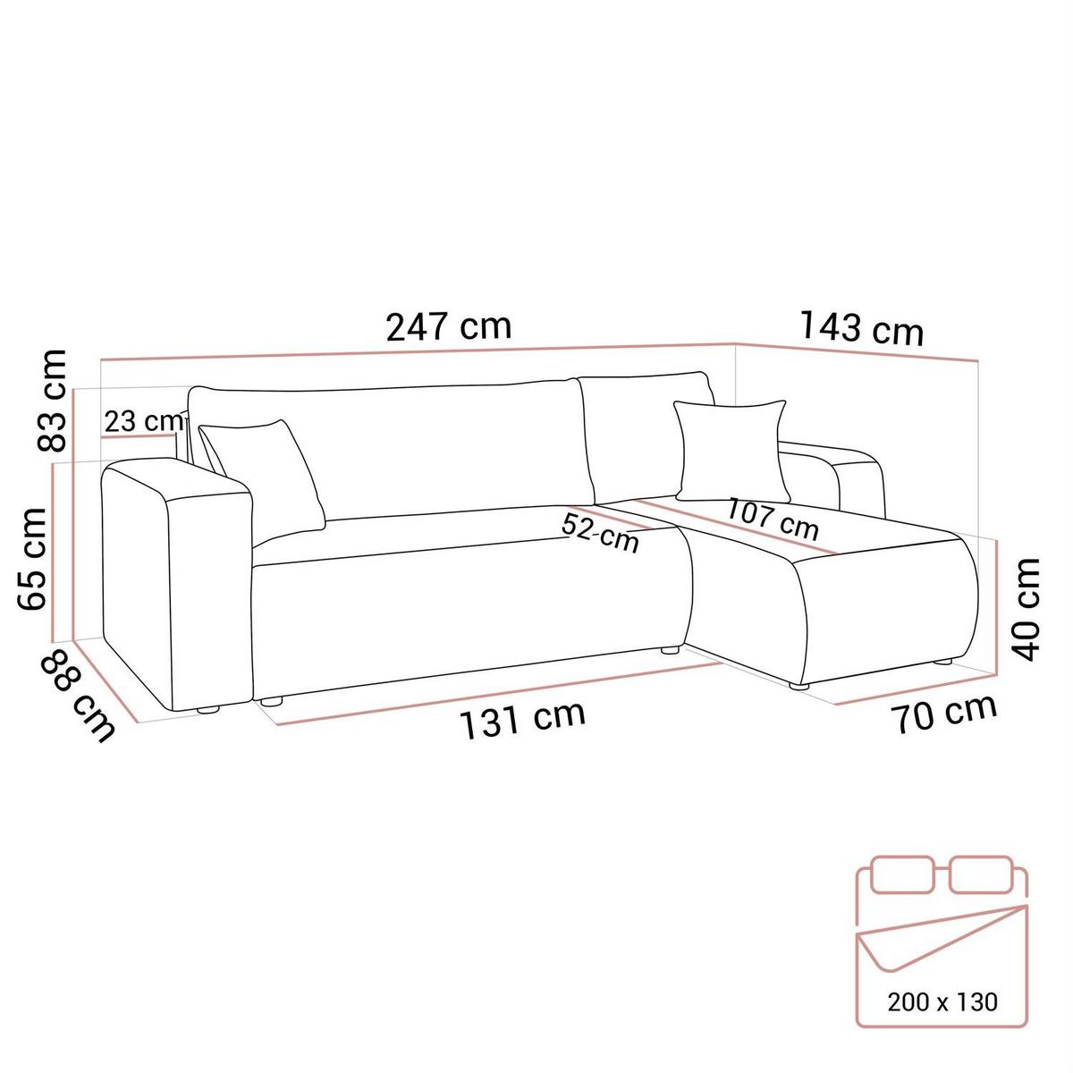 ECKSOFA VESPO L mit Schlaffunktion und Bettkasten - Ecru, Textil (247/143cm) - Lookway