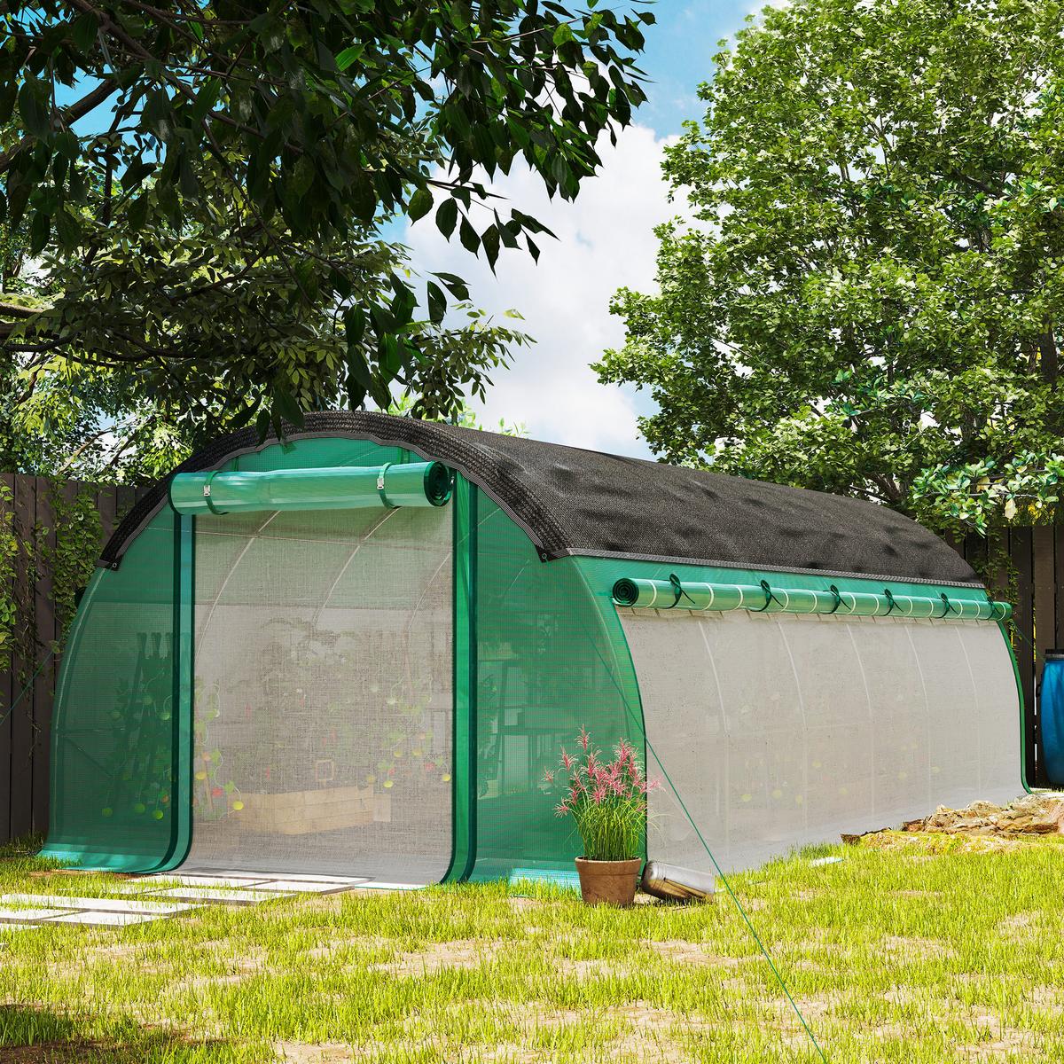 FOLIENTUNNEL, 600L x 300B x 198H cm - Grün, Kunststoff (300/198/600cm) - Outsunny