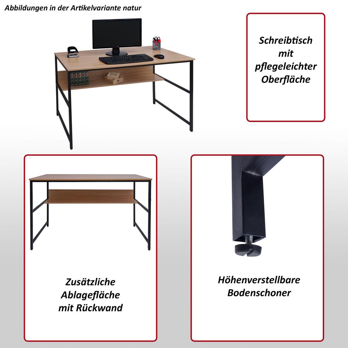 SCHREIBTISCH rechteckig Schwarz - Schwarz, Metall (60/120/78cm) - MCW