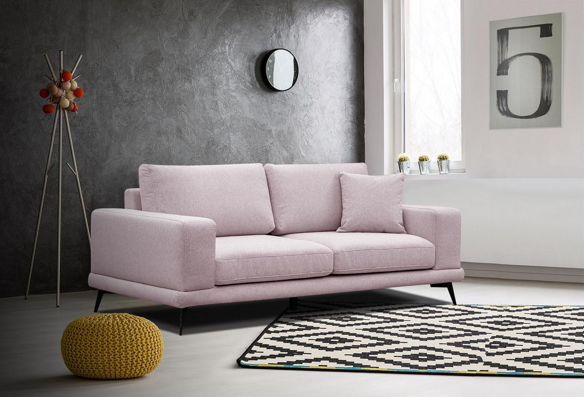 SOFA MEDIOLANE 2,5-Sitzer, rosa - Rosa, Holzwerkstoff/Textil (203/87/96cm) - Wozimo