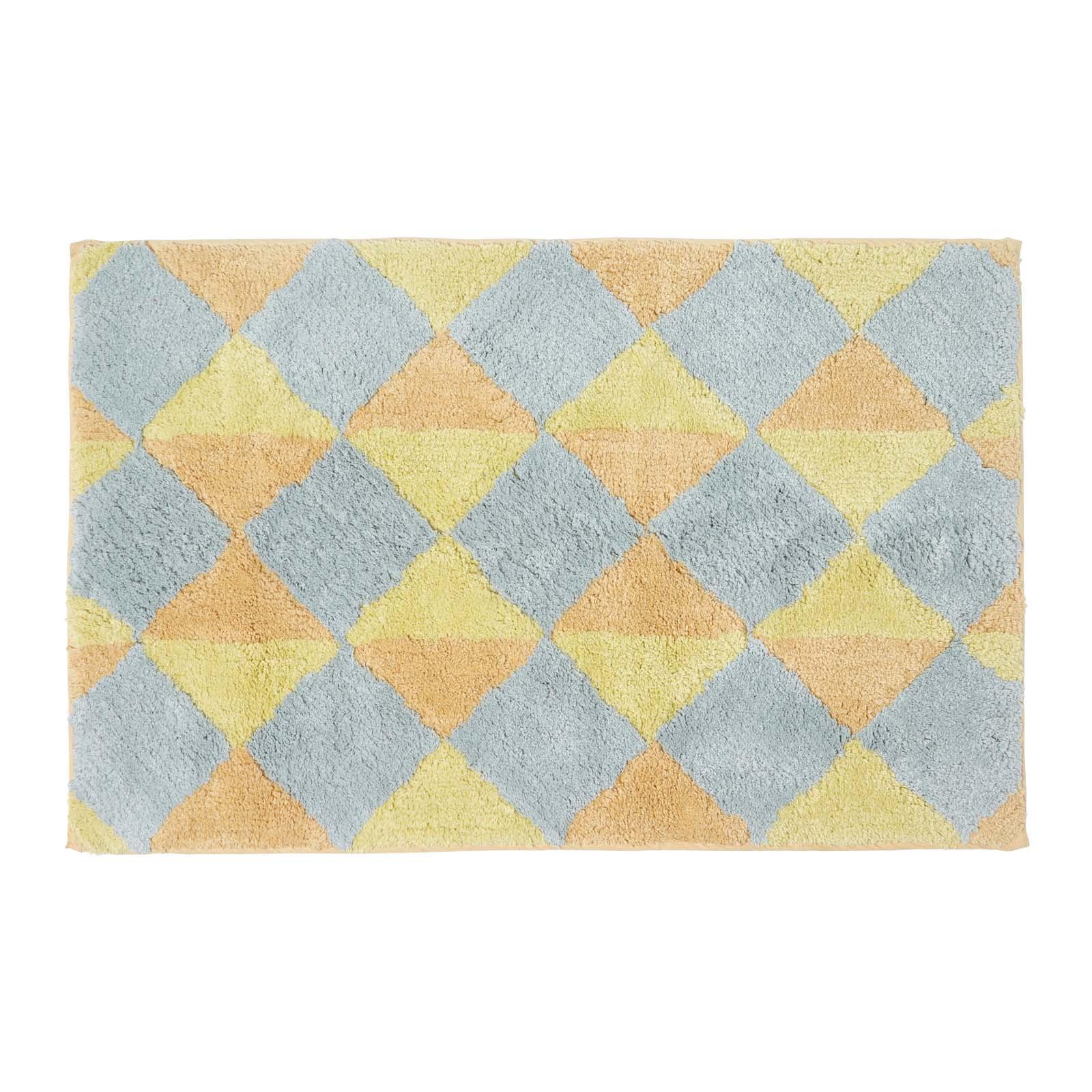 BADEMATTE 50/80 cm Rautenmuster, Baumwolle - Gelb, Textil (50/80cm) - Homescapes