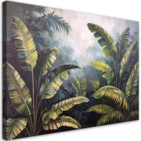 BILDER, Palm- und Bananenblätter Dschungel - Grün, Textil (60/40cm) - Feeby