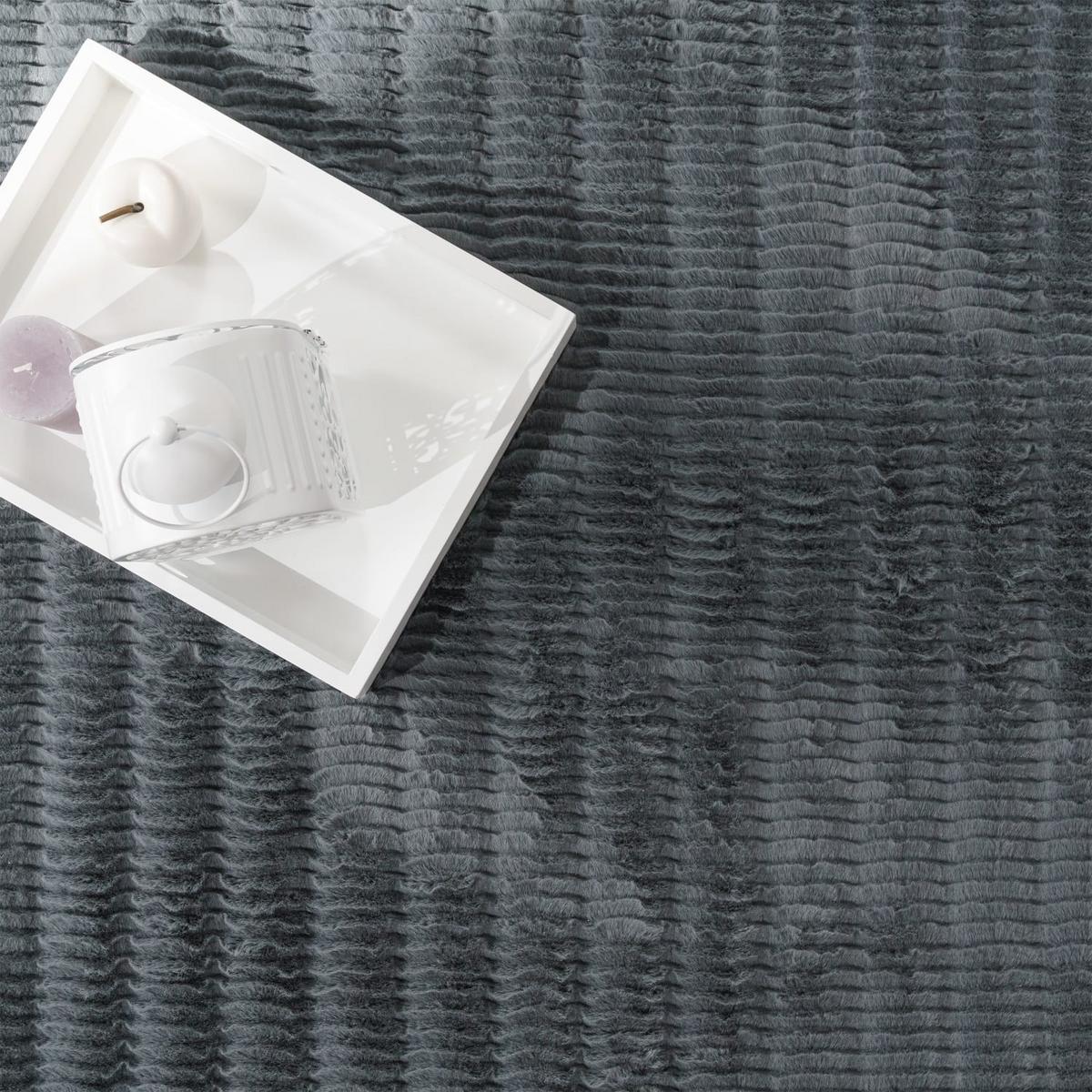 HOCHFLORTEPPICH Rauten Anthrazit 60 x 100 cm - Anthrazit, Kunststoff (60/100cm) - TT Home