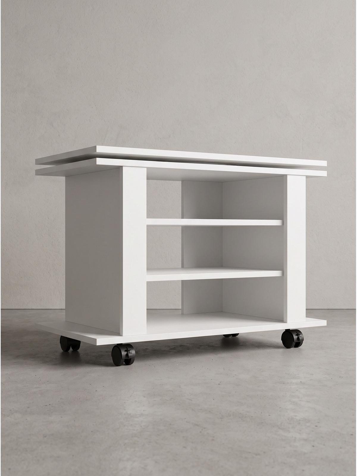 FERNSEHTISCH SEGRE, Spanplatte, mit Ablagen, Weiß, 78 x 38 x 51 cm - Weiß, Holzwerkstoff (78/51/38cm) - KADIMA DESIGN