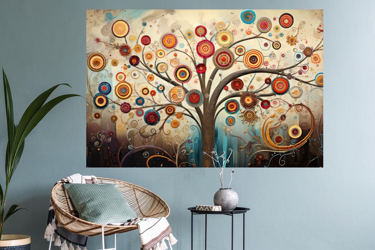WANDTATTOO Baum - Baum des Lebens - Farbe Wandsticker 120x80 cm - Braun, Kunststoff (120/80/0.1cm) - MuchoWow