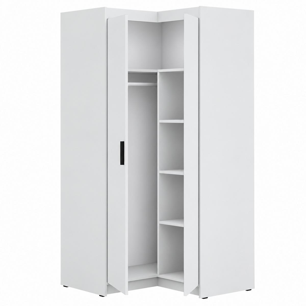 ECKSCHRANK Elena mit 2 Türen, 95x95 cm, Weiß - Weiß, Holzwerkstoff (95/190.5/95cm) - Beautysofa
