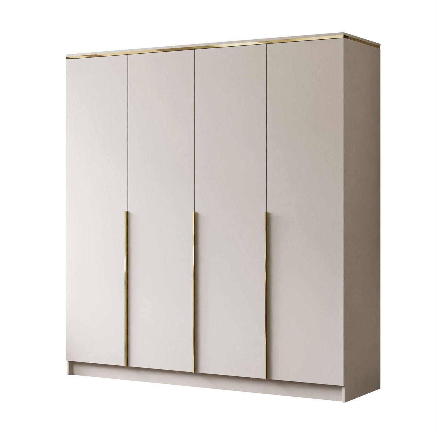 KLEIDERSCHRRANK AURORA 4D KASCHMIR mit goldenen Griffen - Kaschmir/Goldfarben, Holzwerkstoff (200/213/57cm) - Lookway