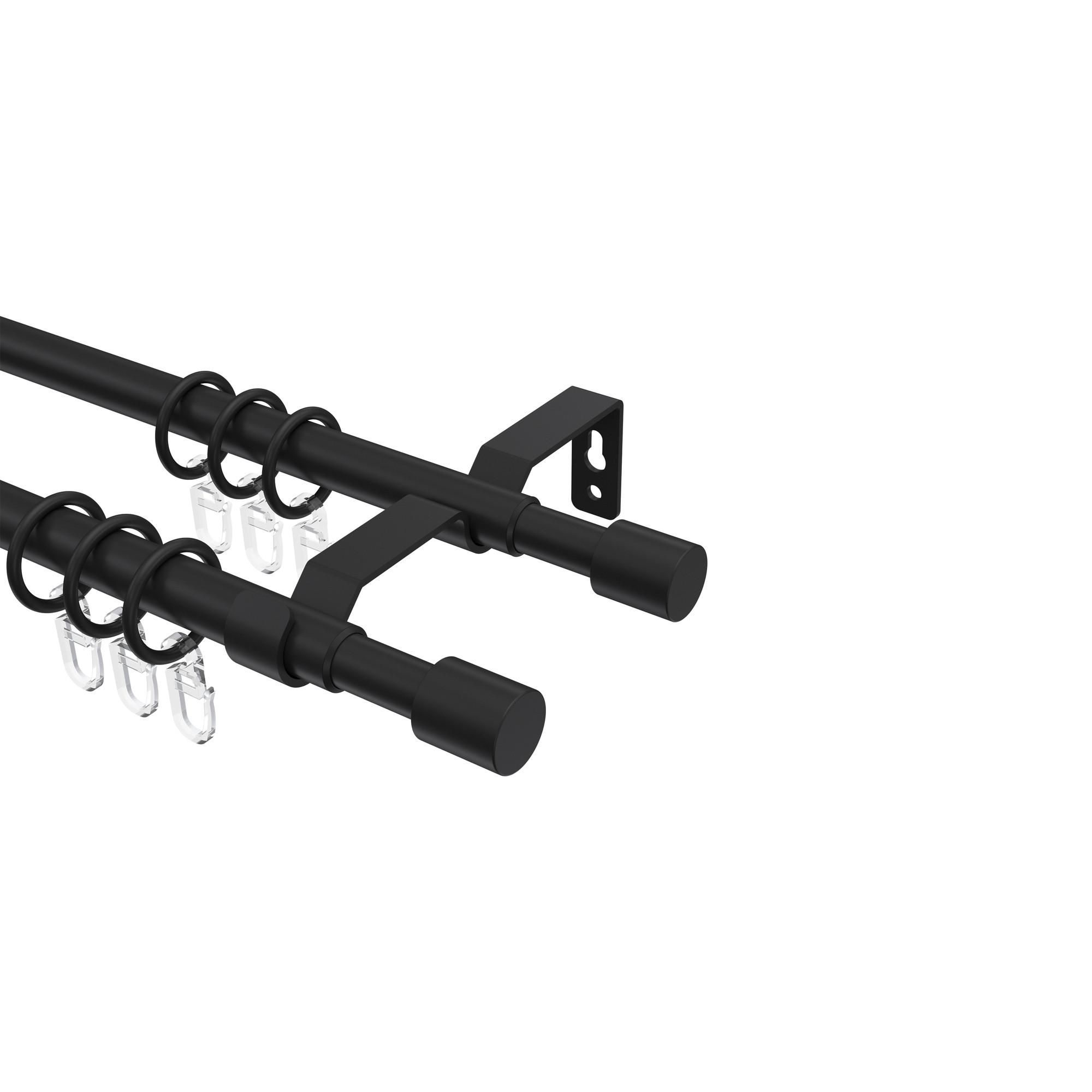 GARDINENSTANGE / TELESKOPSTANGE Hera Livo 160-300 cm, 2-läufig, 16/13 mm Ø Schwarz - Schwarz, Kunststoff/Metall (300cm) - INTERDECO