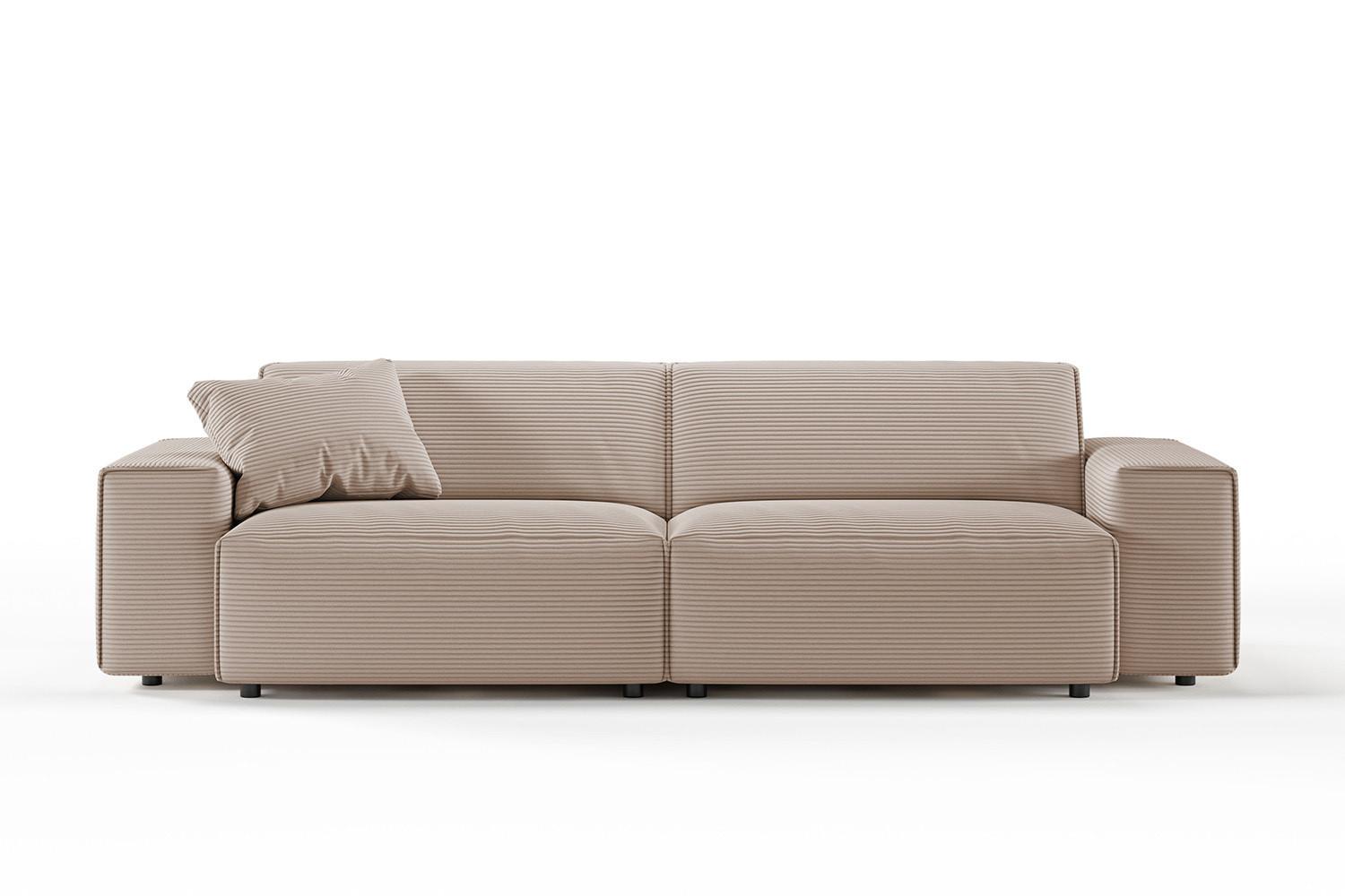 SOFA RANI Taupe Cord - Taupe/Schwarz, Kunststoff/Textil (256/71/101cm) - KAWOLA
