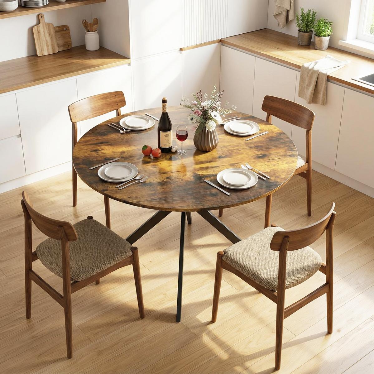 ESSTISCH rund Braun 120/120/75 cm - Braun, Metall (120/120/75cm) - HOMCOM