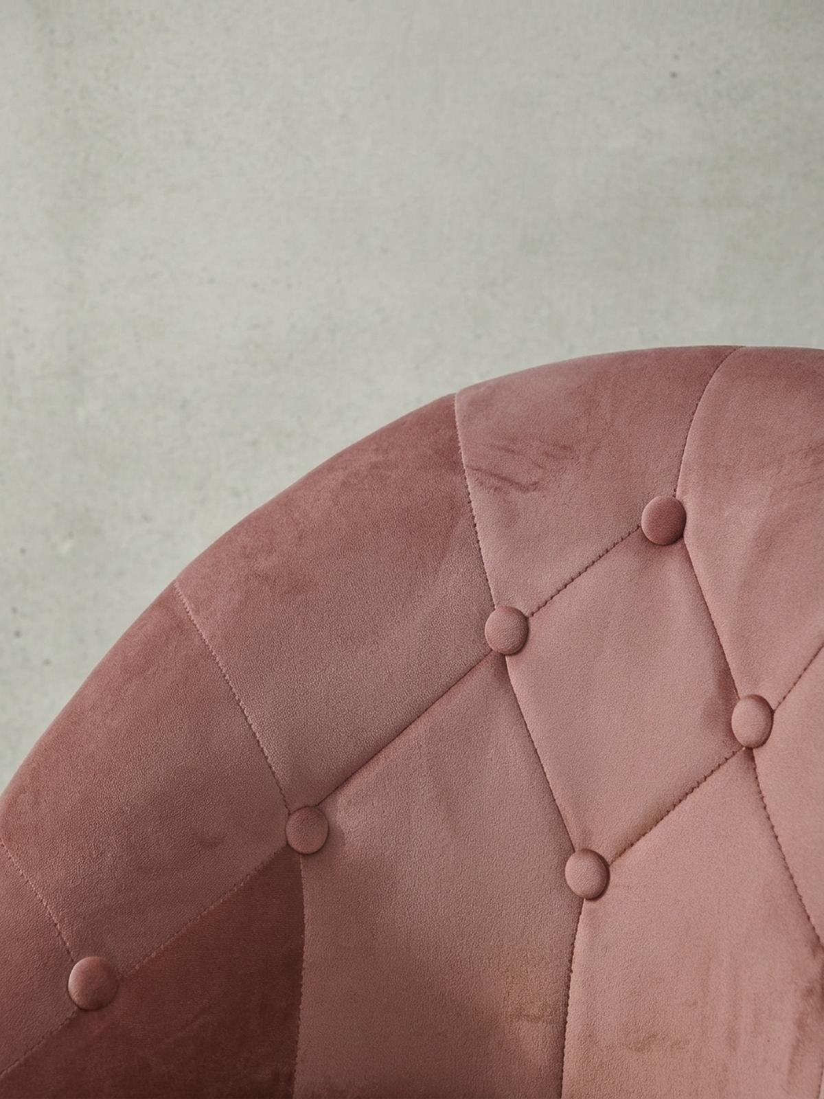 LOUNGESESSEL Chesterfield-Stil mit Samtbezug und 360° Drehfunktion, Rosa 67x62x100 cm - Pink/Goldfarben, Textil/Metall (67/100/62cm) - KADIMA DESIGN